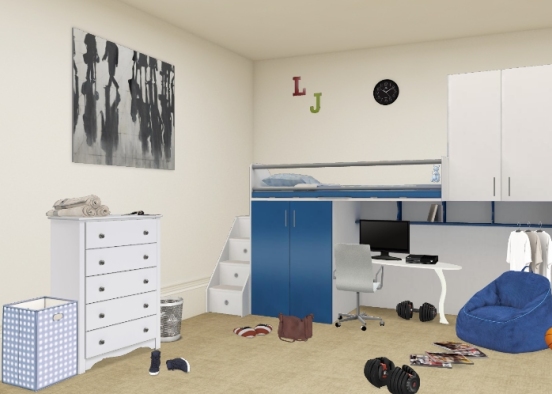 Teenage boy room  Design Rendering