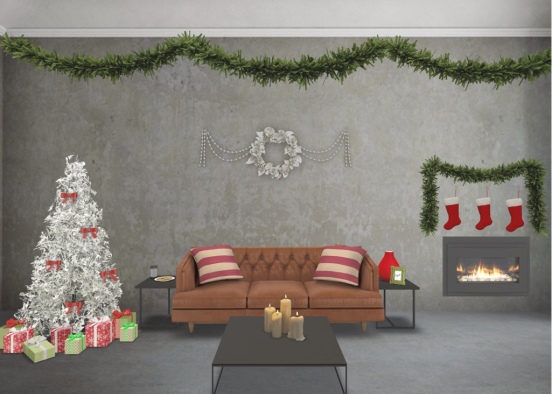 Cozy Christmas Living Room  Design Rendering