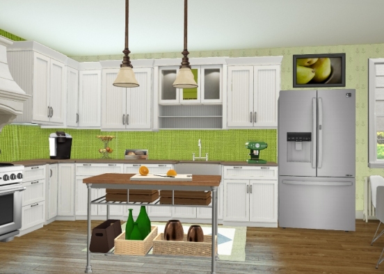 Green accent kitchen  Design Rendering