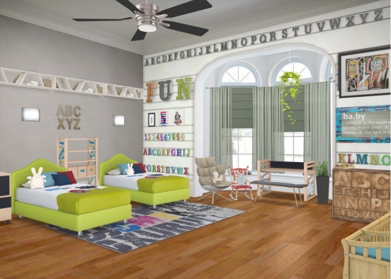 abc 123 kids room  version 2 by Jenesis Designs without back wall dots  Design Rendering
