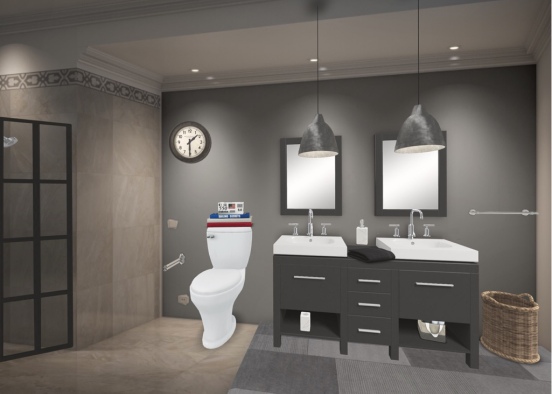 Grey modern bathroom Design Rendering