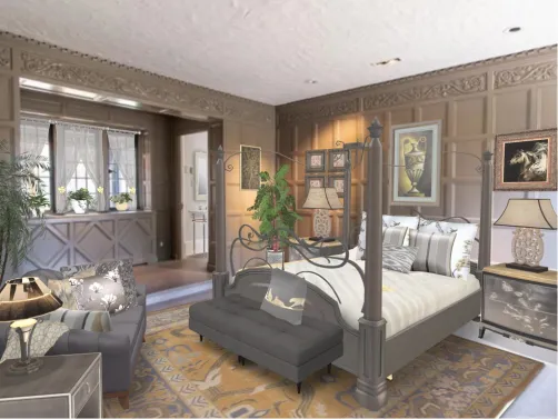 silver and gold bedroom suite