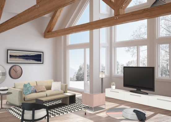 Modern Boho Living Room Design Rendering