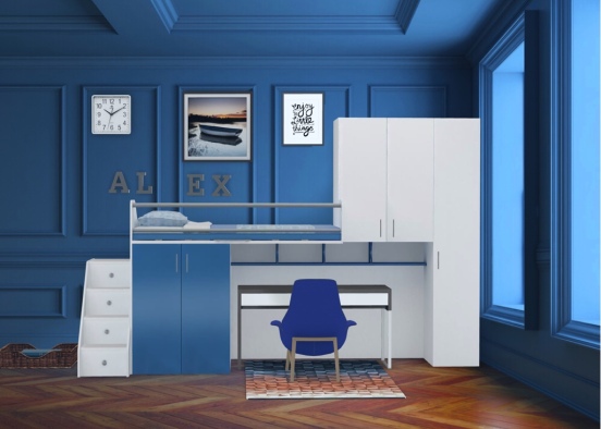 blue bedroom either for a girl or boy  Design Rendering