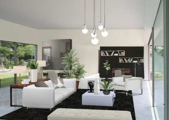 Expernsive Modern Living Room Design Rendering