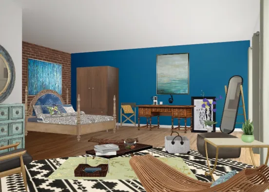 Boho bedroom Design Rendering