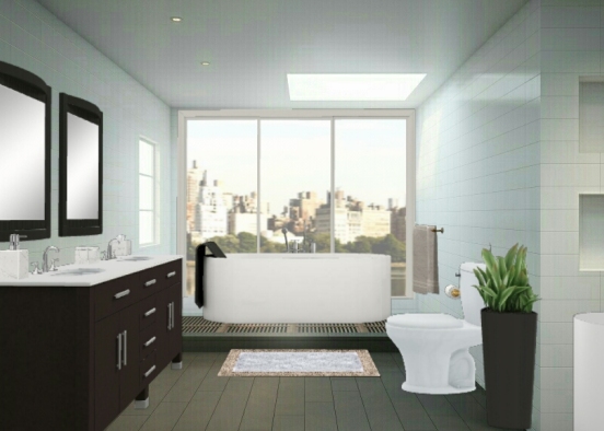 A Simple Bathroom With Goood Views Design Rendering