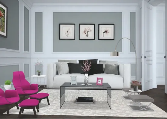 The perfect room! 💕those pops of pink are 👌 Design Rendering