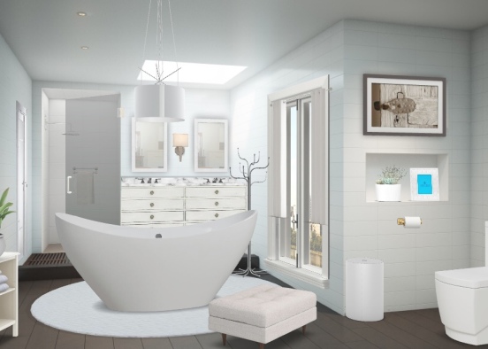 I love white interior design and here it is... comfy white bathroom  Design Rendering