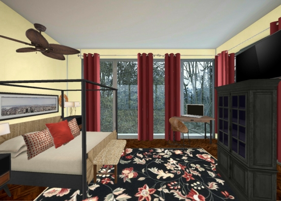Black and Tan Bedroom Design Rendering