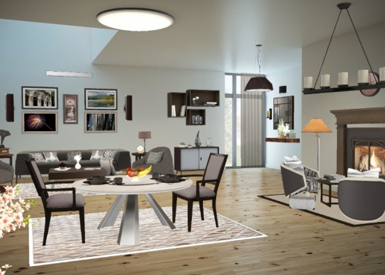 Living and dining room Design Rendering
