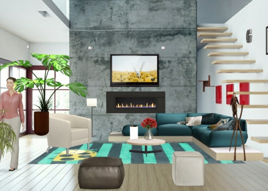 Sala de estar confortable  Design Rendering