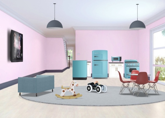 lovely living kitchen Design Rendering