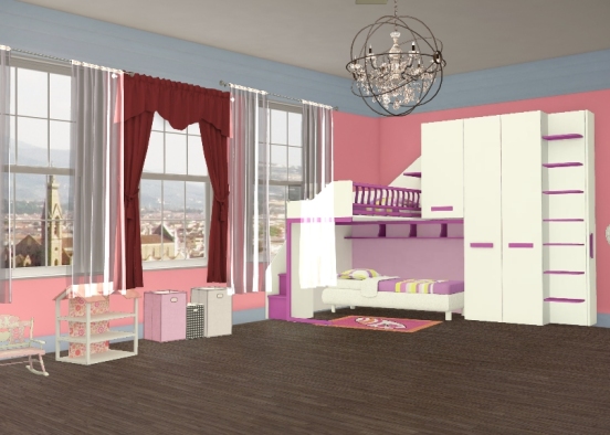 Girly bedroom Design Rendering