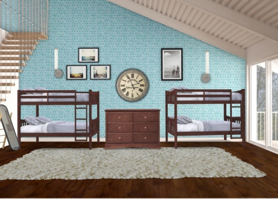 Guest Bedroom or Bunk Room Design Rendering