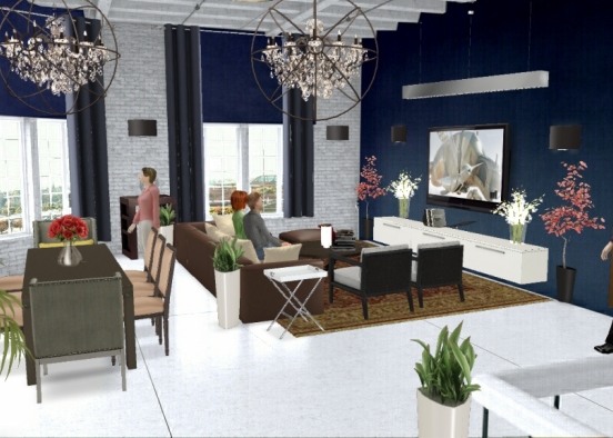 Sala de estar con Livingroom  Design Rendering