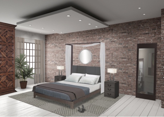 dark modern bedroom Design Rendering