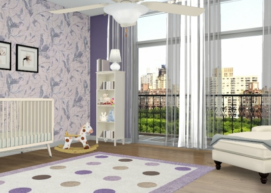 Baby girl purple nursery  Design Rendering