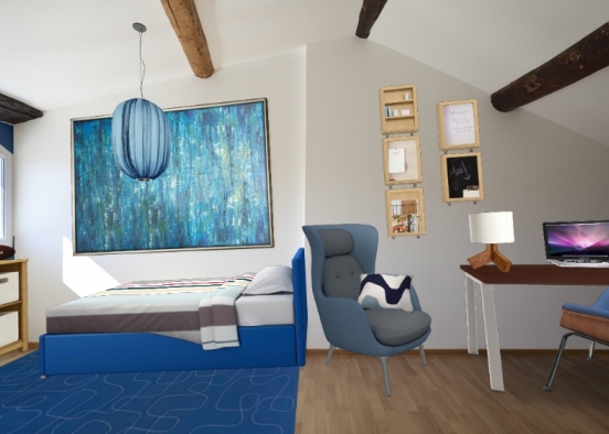Blue bedroom  Design Rendering
