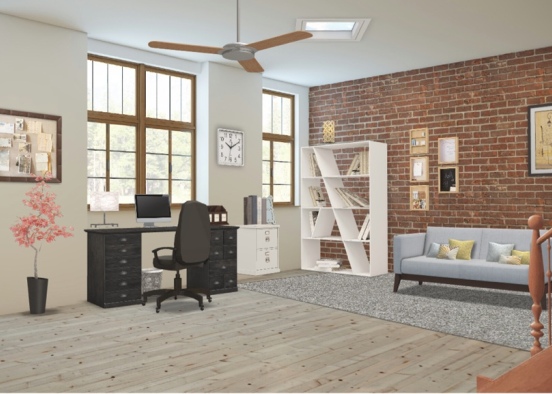 Cute & cozy office Design Rendering