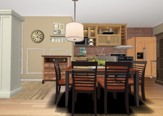 Wooden kitchen Design Rendering