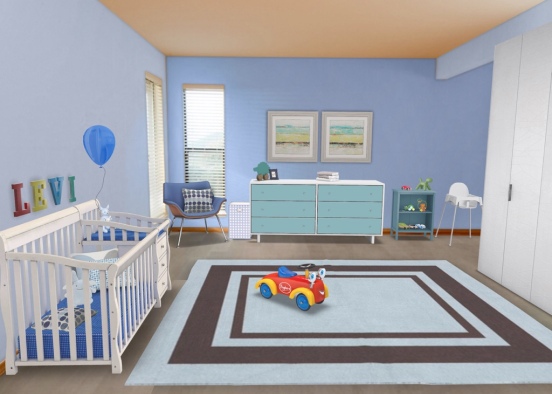 Quarto Azul de Bebê #14 Design Rendering