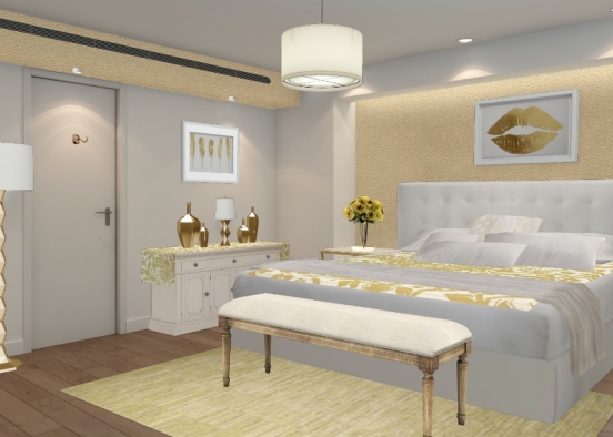 24k gold bedroom Design Rendering