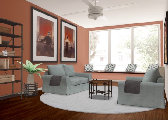 Muted Family Room Design Rendering
