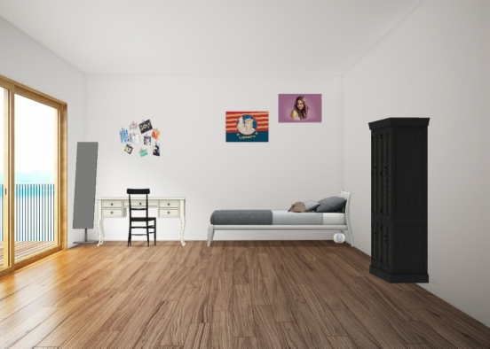 A teenagers  bedroom Design Rendering