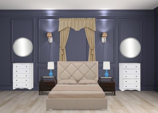 Dark transitional bedroom Design Rendering