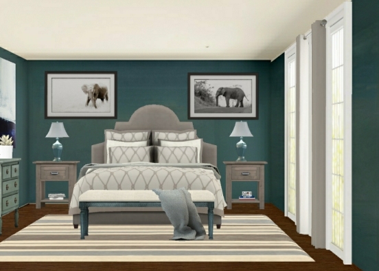 Gray-blue Bedroom Design Rendering