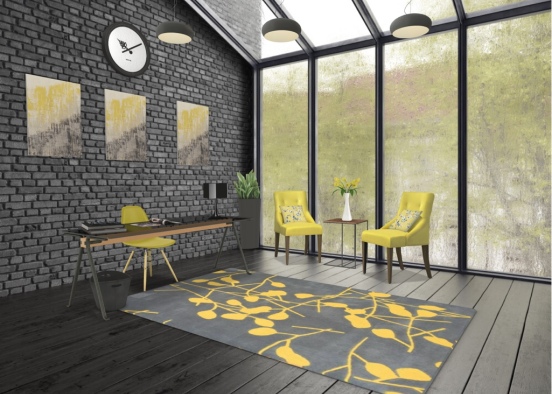 Yellow and black office Design Rendering