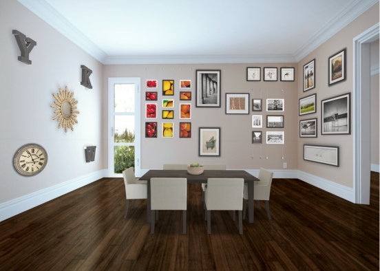 Dinning room out to a garden  Design Rendering