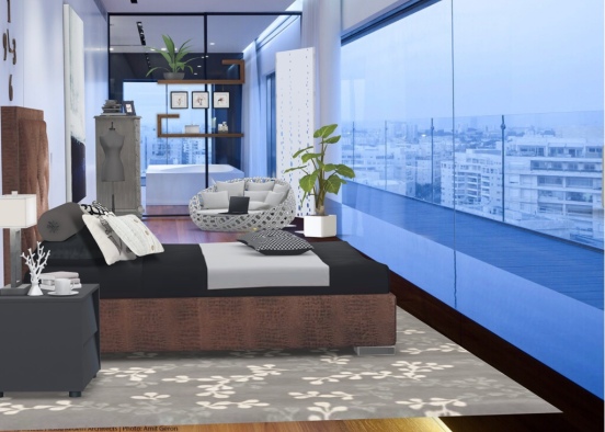 Luxury city bedroom Design Rendering