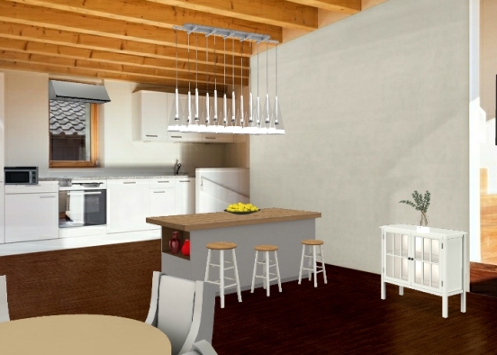 Cozinha amarela Design Rendering