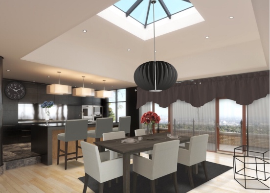 Modern Kitchen And Dining Design Rendering