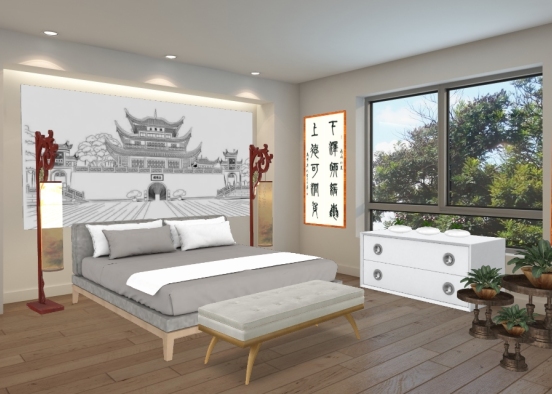 How tranquil in an Asian style room, Ni hao ma Design Rendering