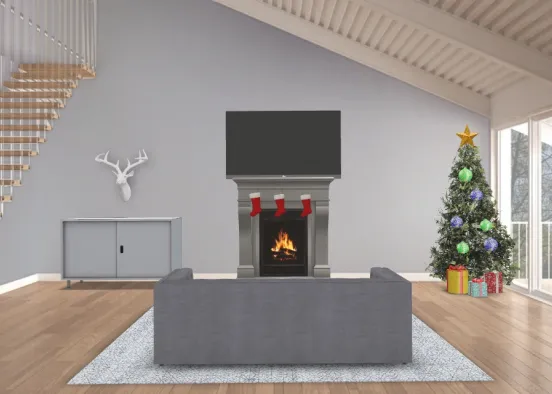 Christmas Living Room Design Rendering