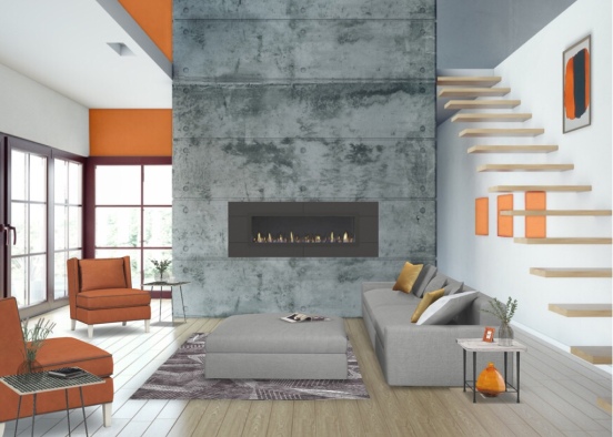 Orange minimal room Design Rendering