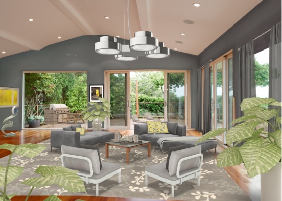Gray Room with Patio Design Rendering