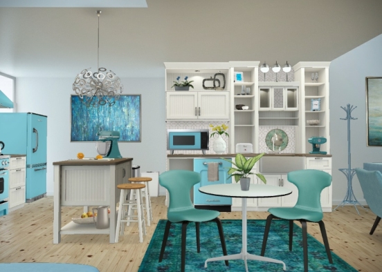 Blue kitchen Design Rendering