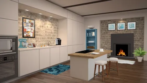 Casual and Cyan Kitchen 