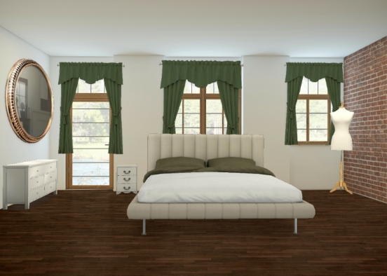 Dark green bedroom Design Rendering