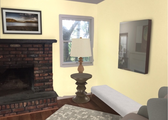 Fireplace Living Room Design Rendering