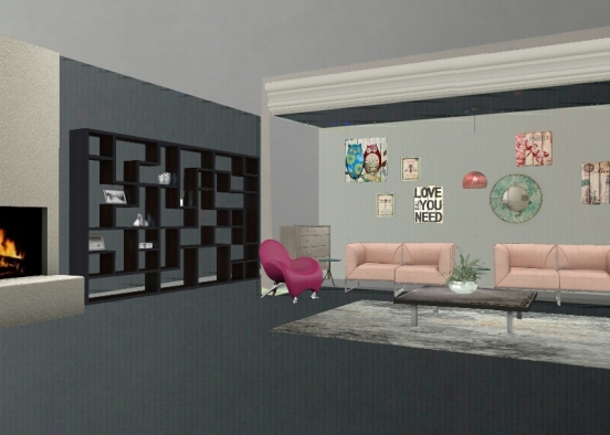 Sala de estar femenina  Design Rendering