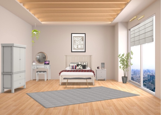 New York City styled teenage girl bedroom Design Rendering
