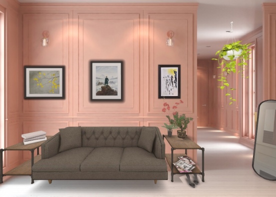 pink plant family room ♡ Design Rendering