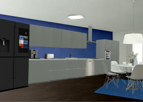 Kitchen in Blue Design Rendering