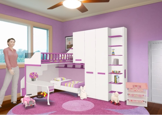 cluttered girls room Design Rendering