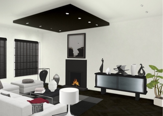 Clean, Simple, and Modern Living Room  Design Rendering